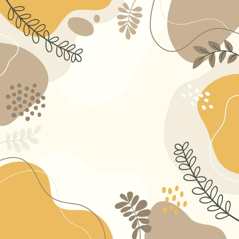 diseño de fondo de marco de banner. ilustración de vector de fondo de cartel colorido. plantas exóticas, ramas, impresión de arte para belleza, moda y productos naturales, bienestar, boda y evento.