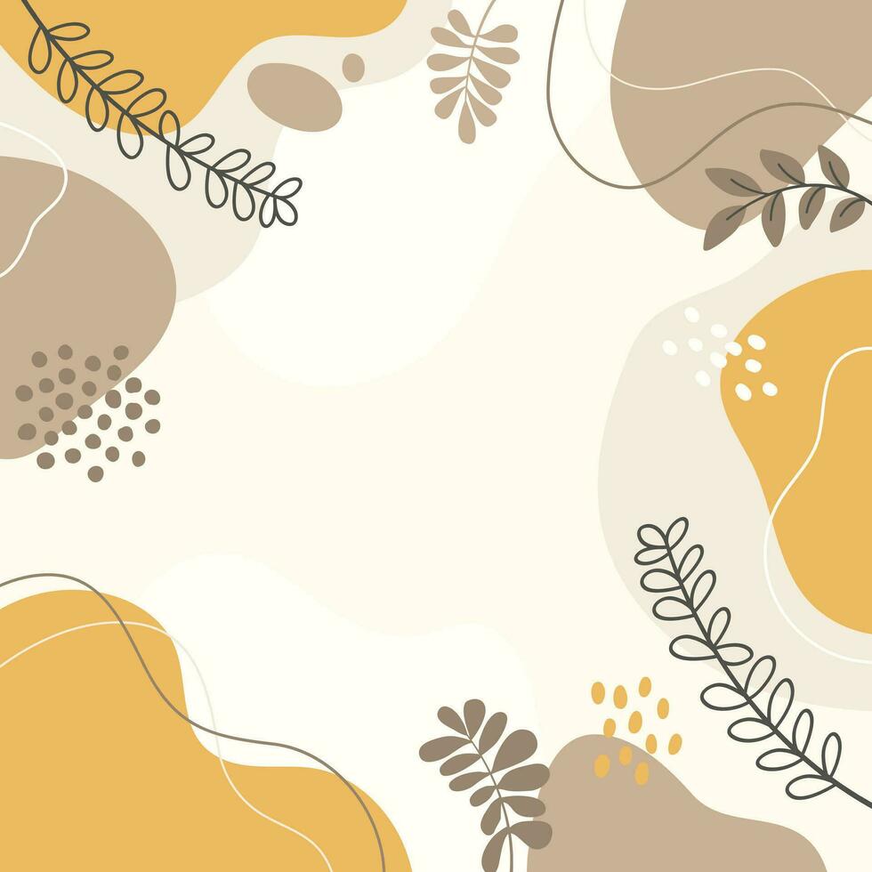 diseño de fondo de marco de banner. ilustración de vector de fondo de cartel colorido. plantas exóticas, ramas, impresión de arte para belleza, moda y productos naturales, bienestar, boda y evento.