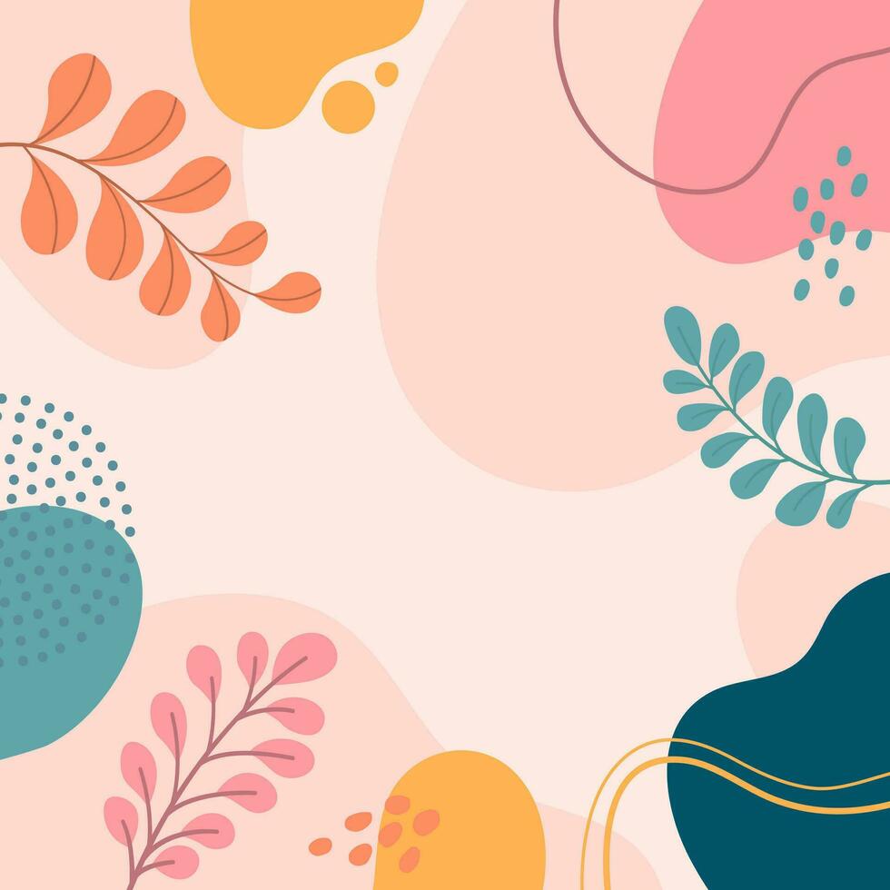 Design banner frame background .Colorful poster background vector illustration.Exotic plants, branches,art print for beauty, fashion and natural products,wellness, wedding and event.