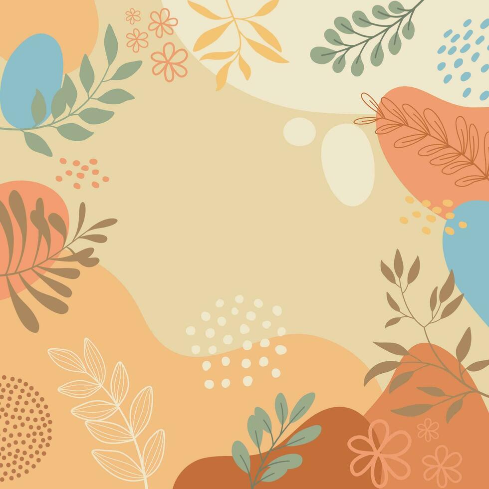 diseño de fondo de marco de banner. ilustración de vector de fondo de cartel colorido. plantas exóticas, ramas, impresión de arte para belleza, moda y productos naturales, bienestar, boda y evento.