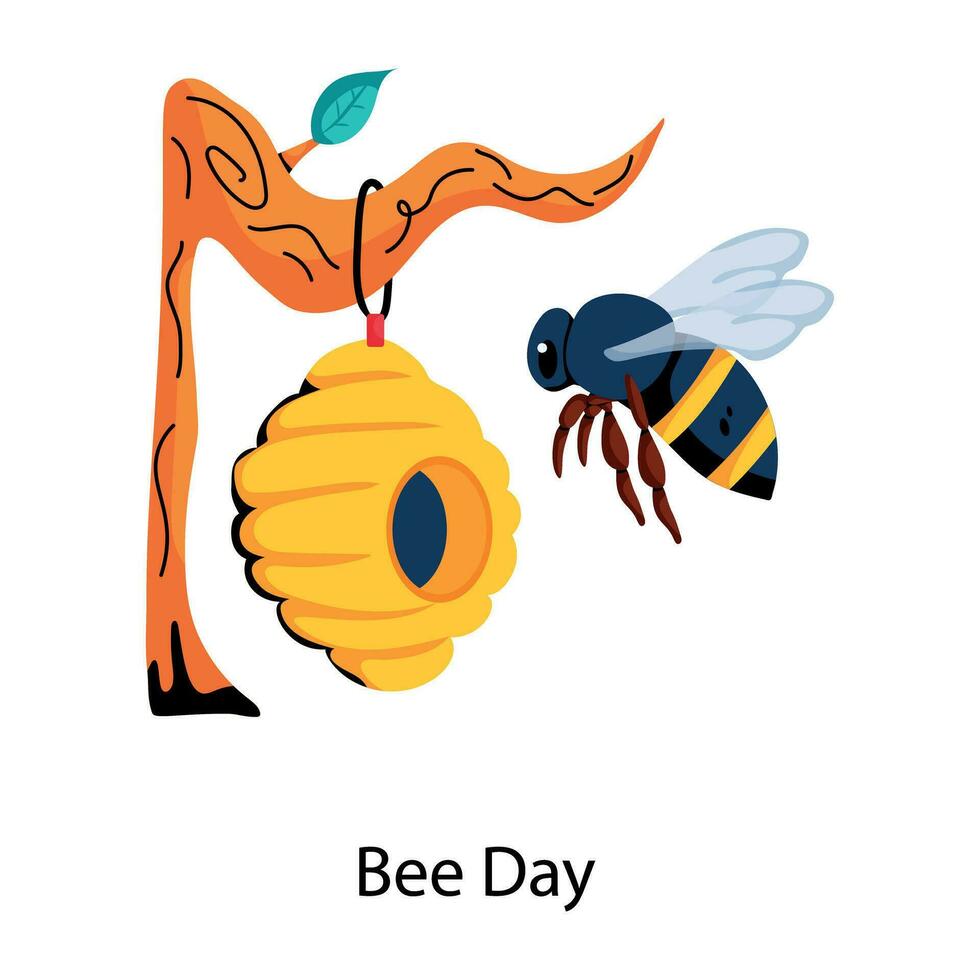 día de la abeja de moda vector