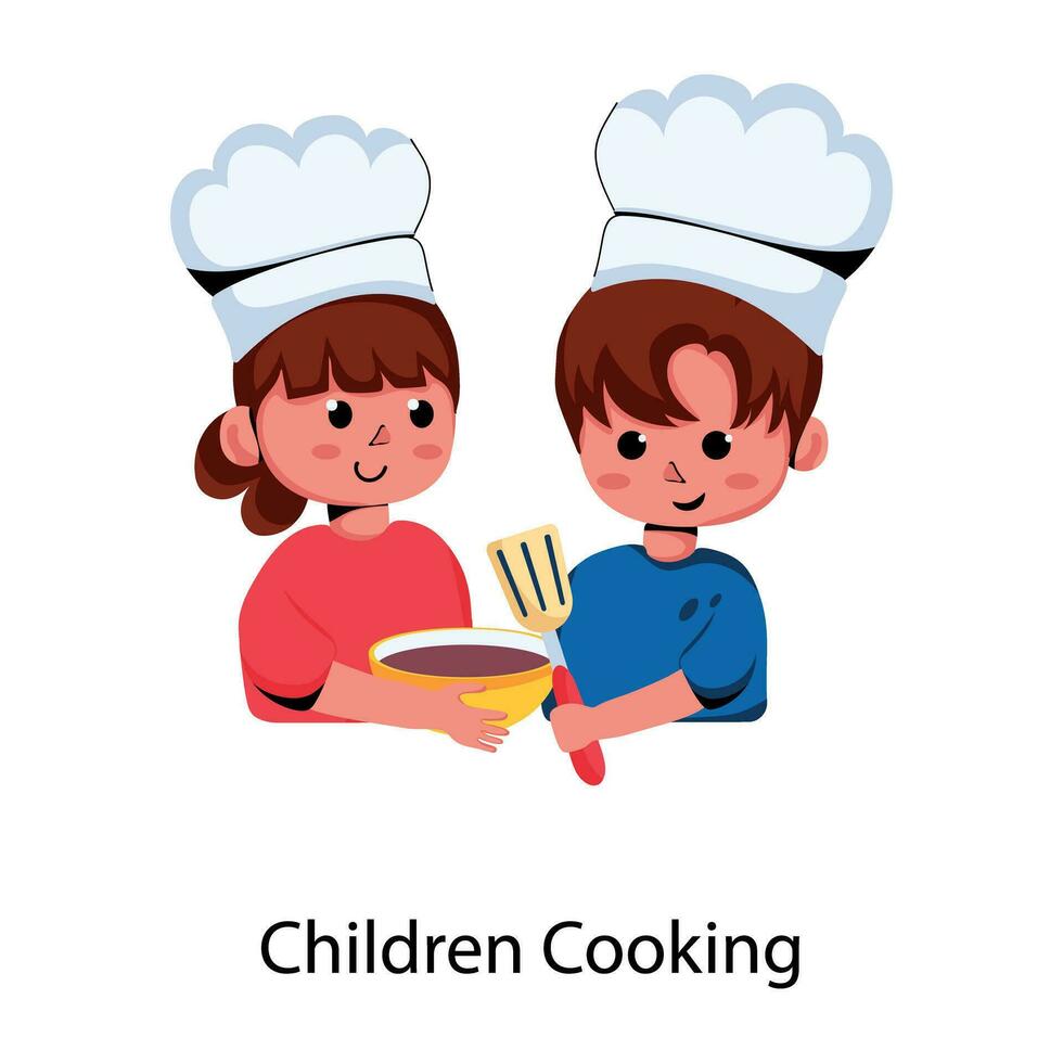 Trendy Children Cooking vector