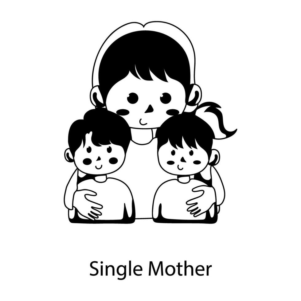 Trendy Single Mother vector