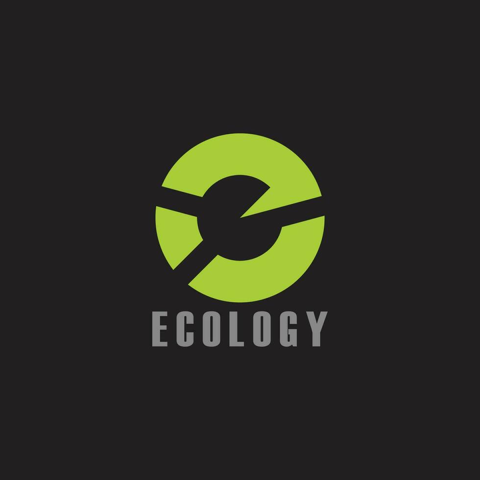 green letter e ecology recycle arrow logo vector