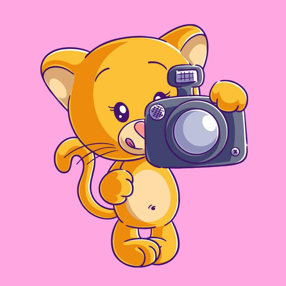Cute lioness with carrying camera vector