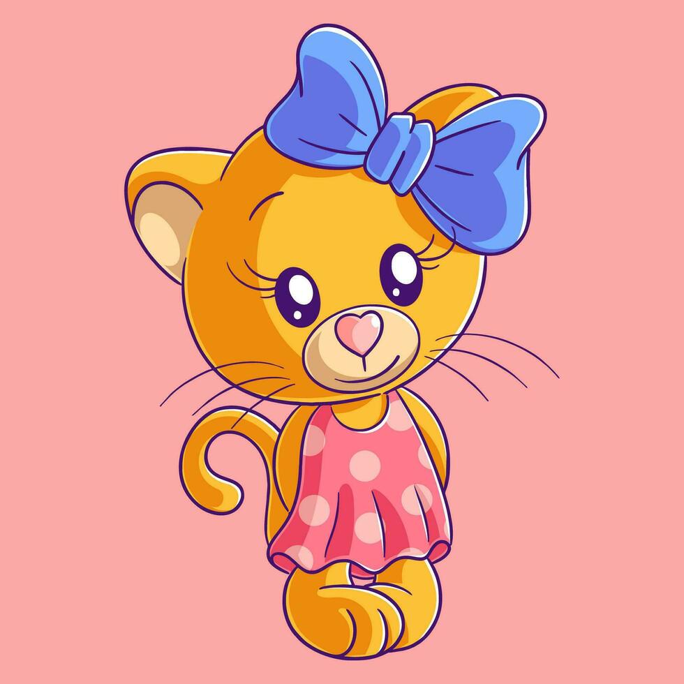 Cute lioness wearing nightgown vector