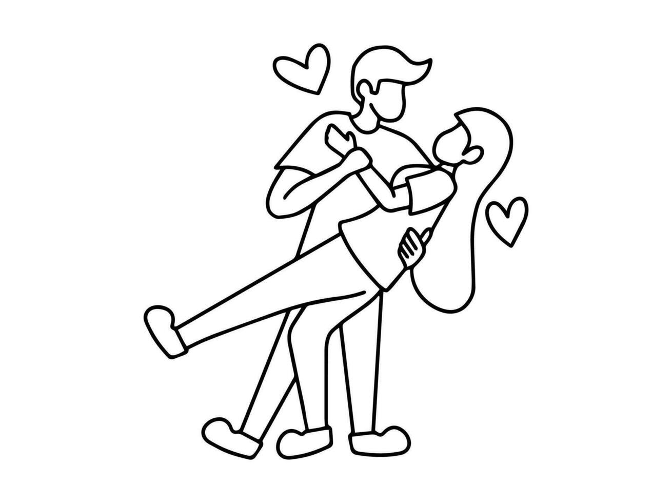 Romantic Couple Valentine Day Line art vector