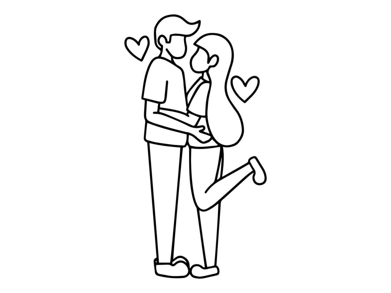 Romantic Couple Line art Illustration vector