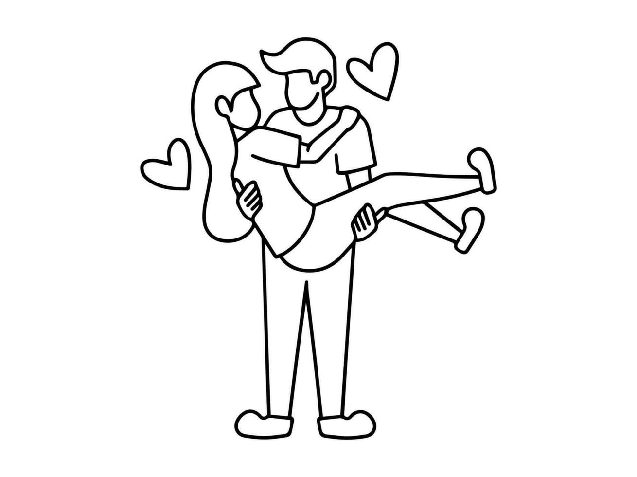 Romantic Couple Valentine Day Line art vector