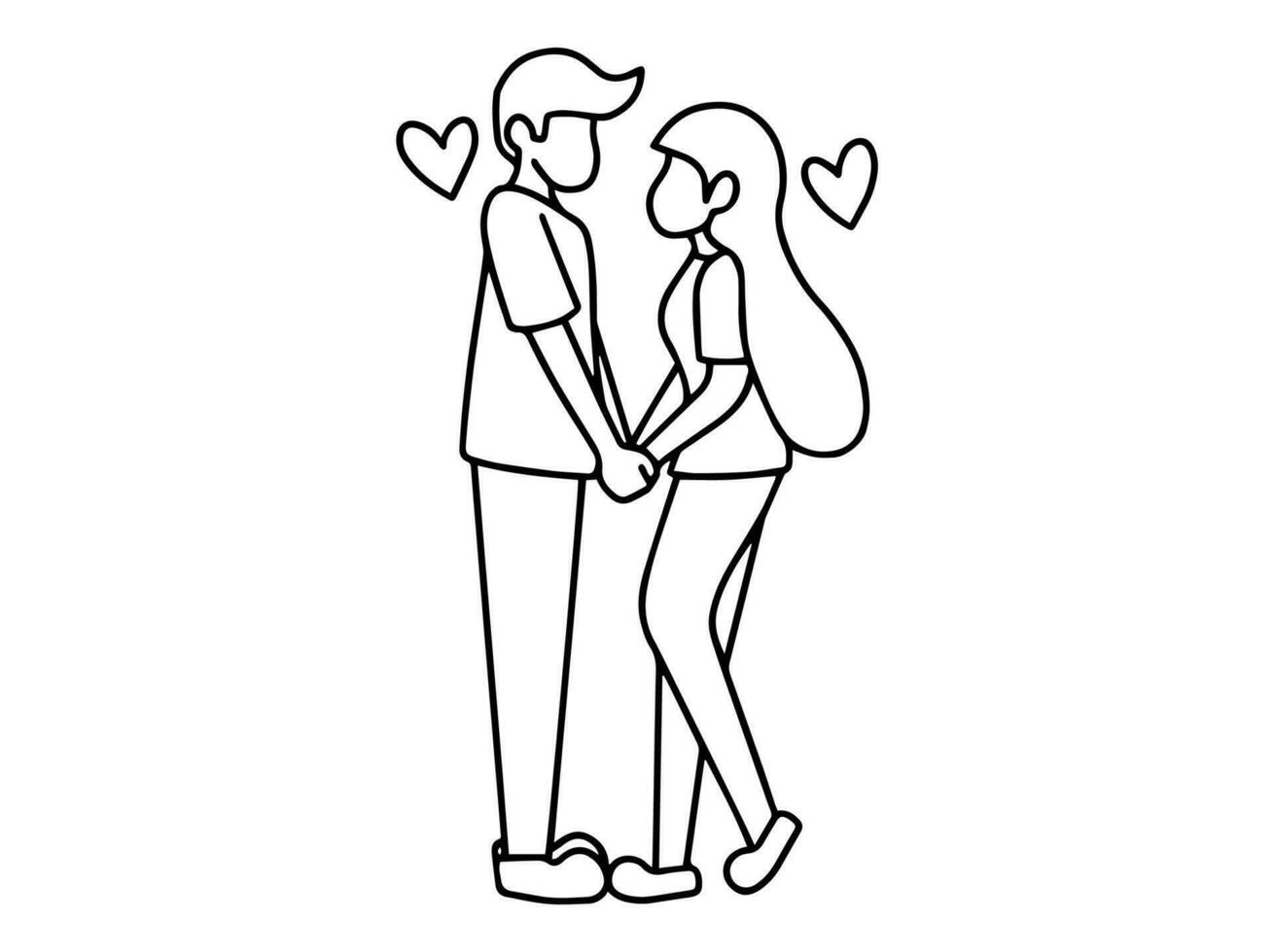 Valentines Day Romantic Couple Line Art vector