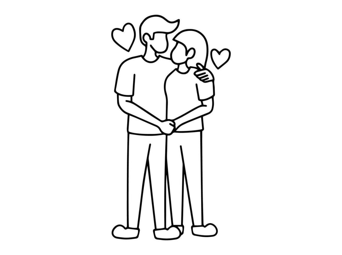 Romantic Couple Line art Illustration vector