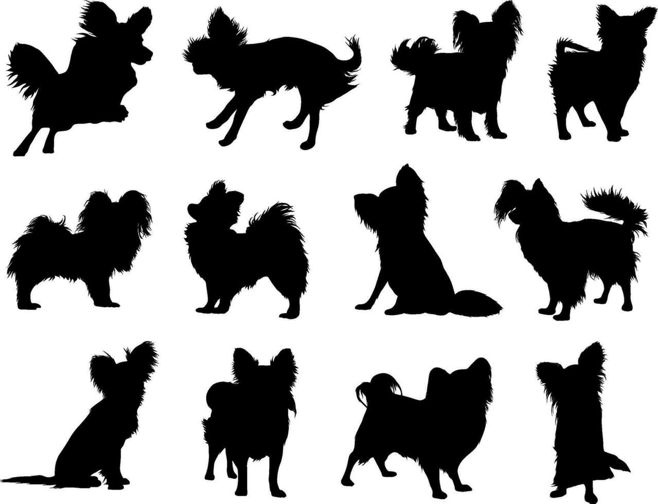 papillon dog silhouette vector
