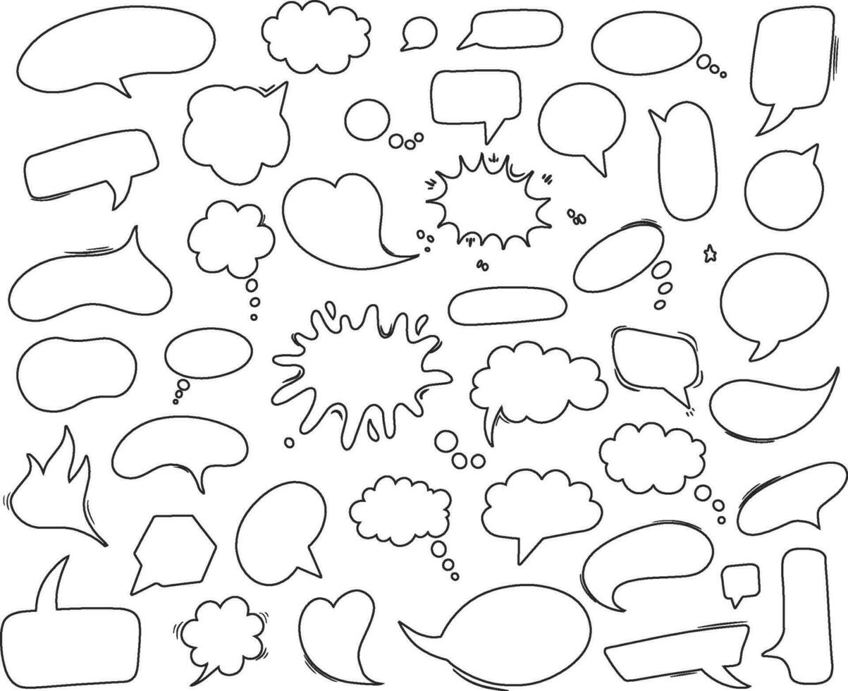 Set of line speech bubbles set. Talk bubble. Cloud speech bubbles collection. Vector