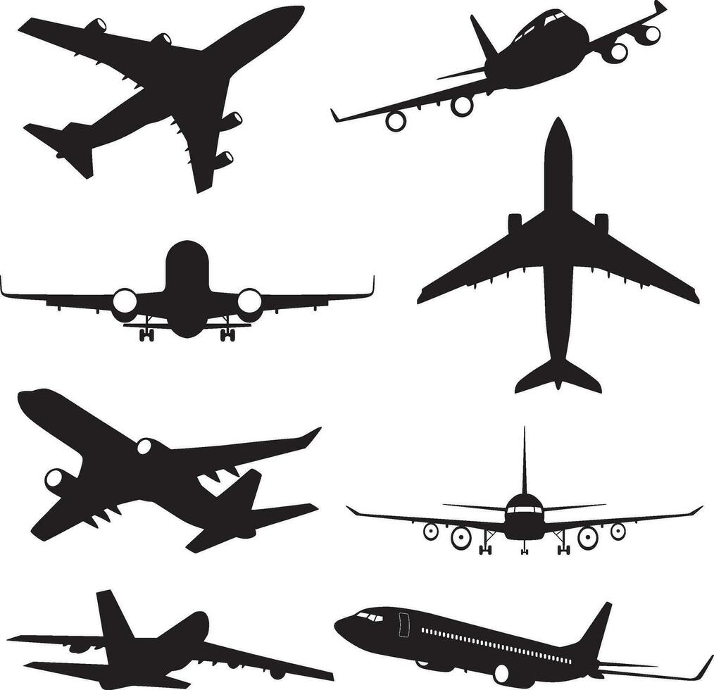 aircraft silhouettes set vector