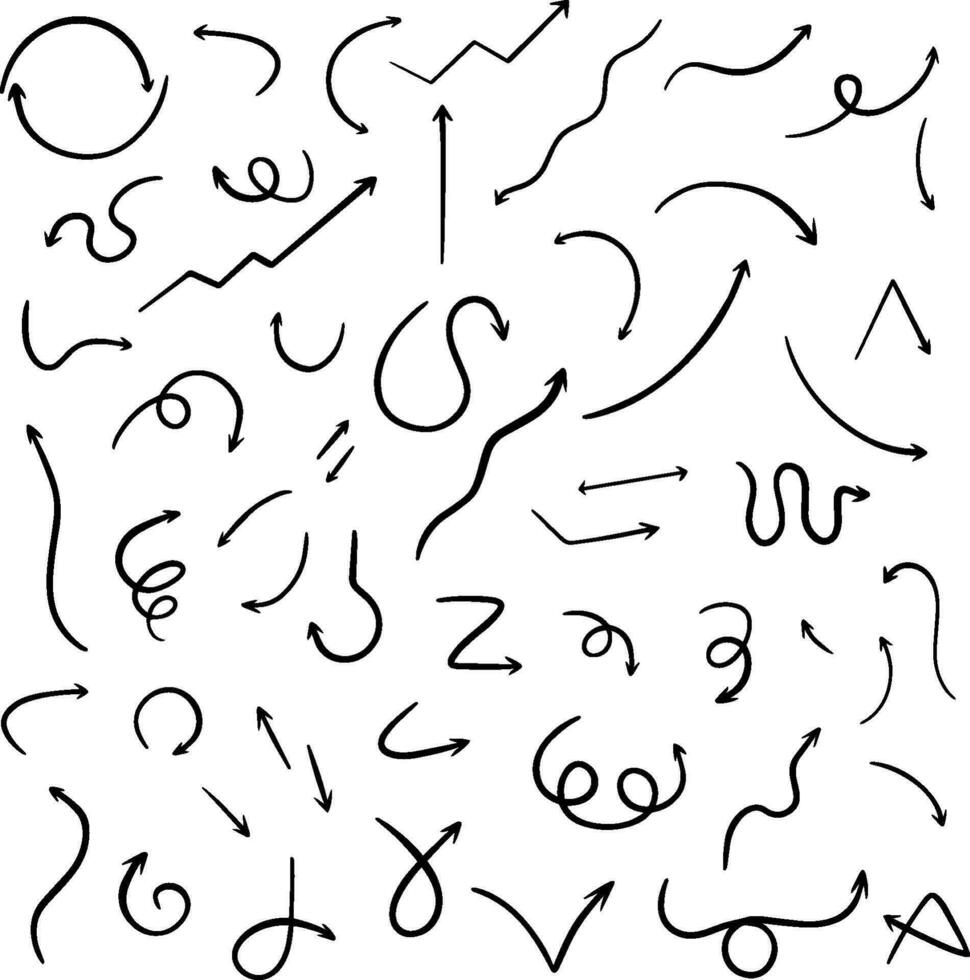 Vector set of hand drawn arrows