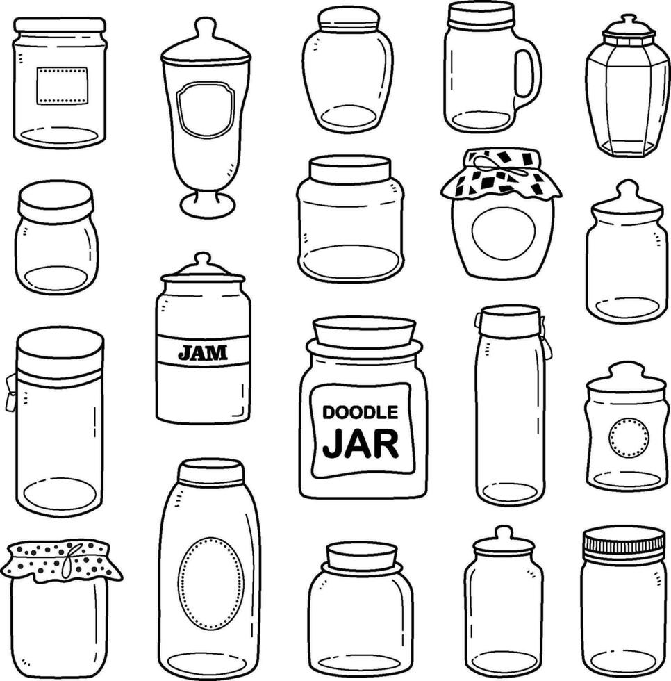 hand drawn collection jars vector