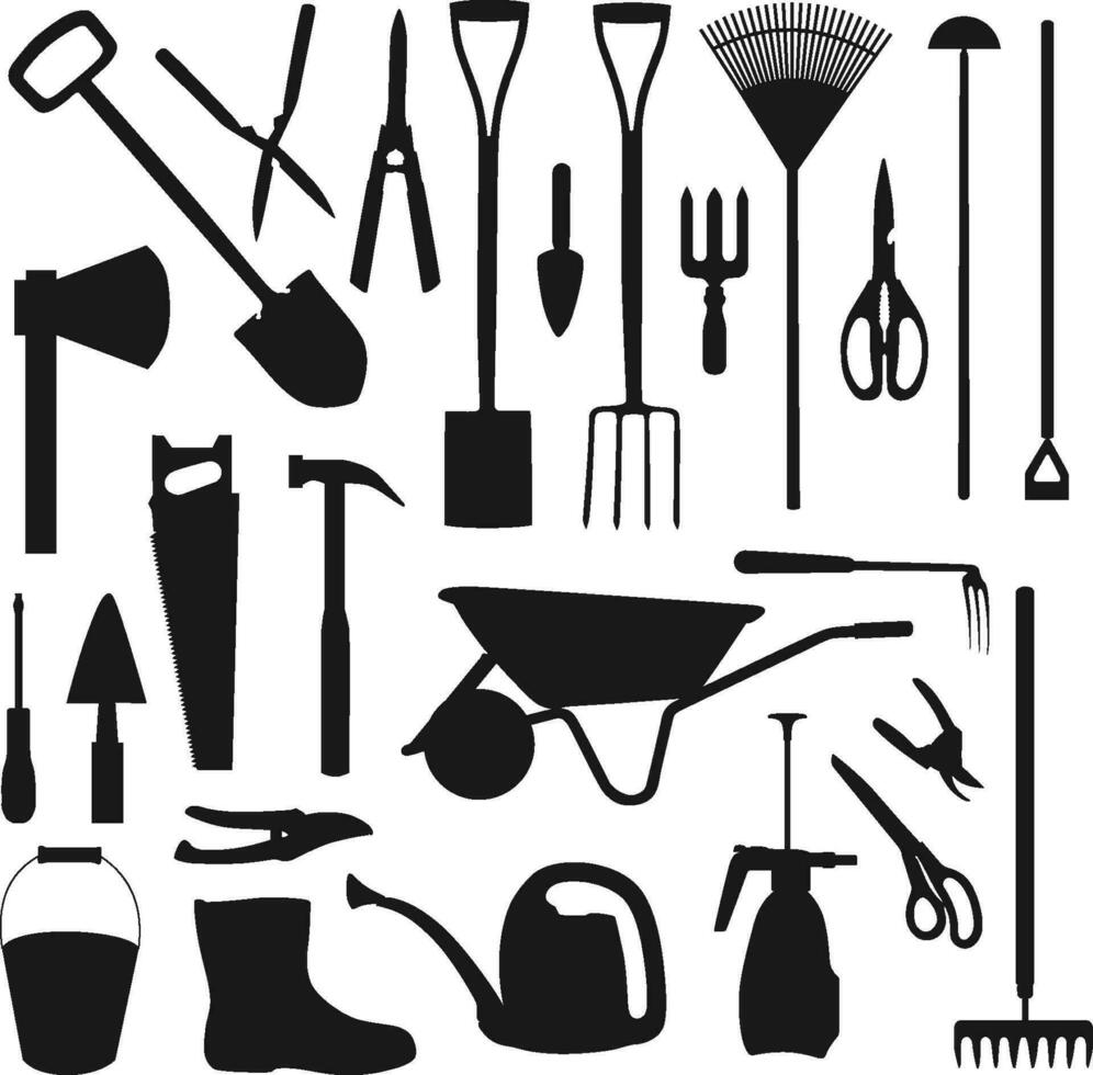 gardening tools, farmer agriculture equipment vector