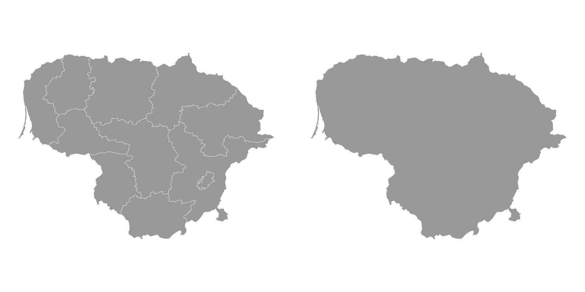 Lituania gris mapa con condados vector ilustración.