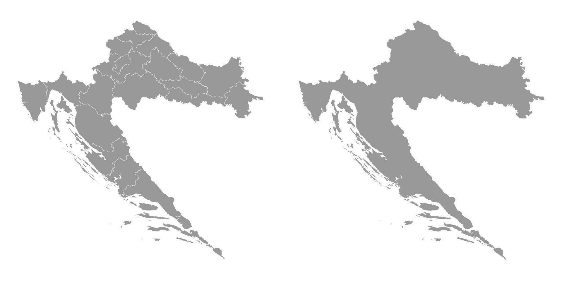Croacia gris mapa con condados vector ilustración.