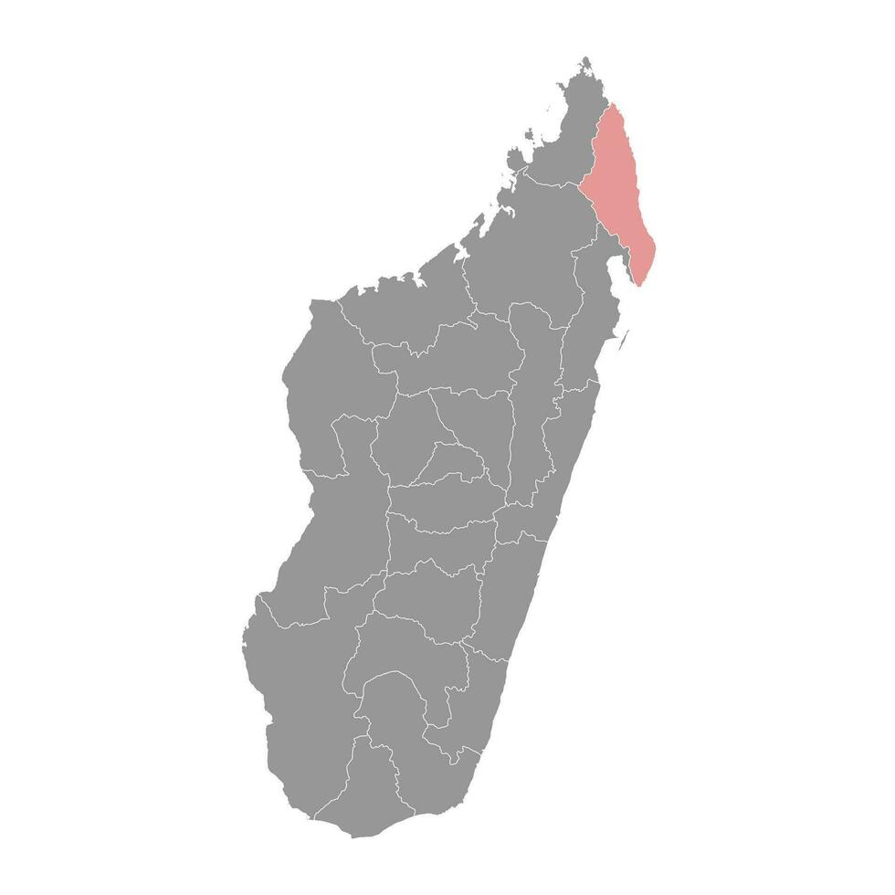 Sava region map, administrative division of Madagascar. Vector illustration.