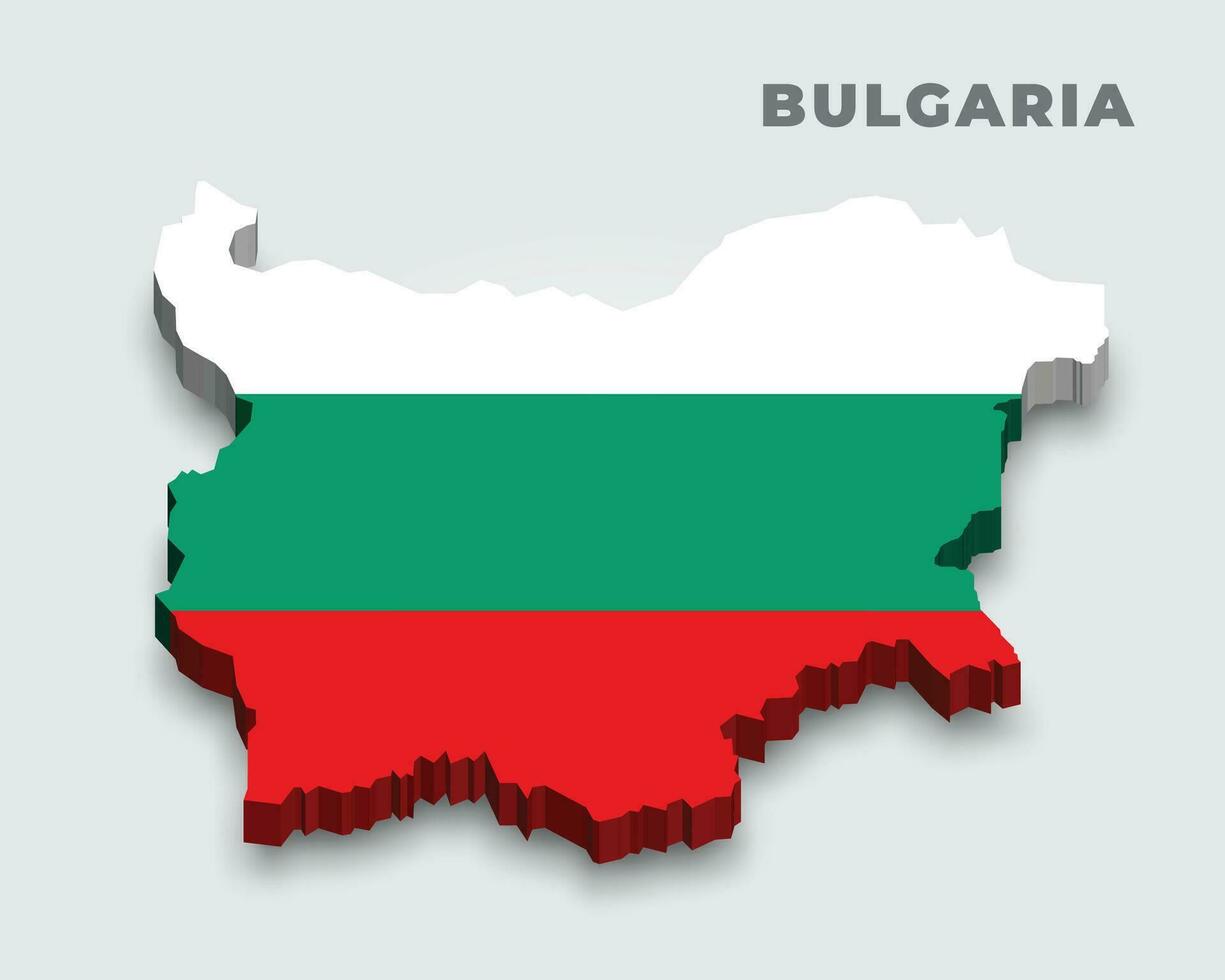 Bulgaria 3d mapa con nacional bandera vector