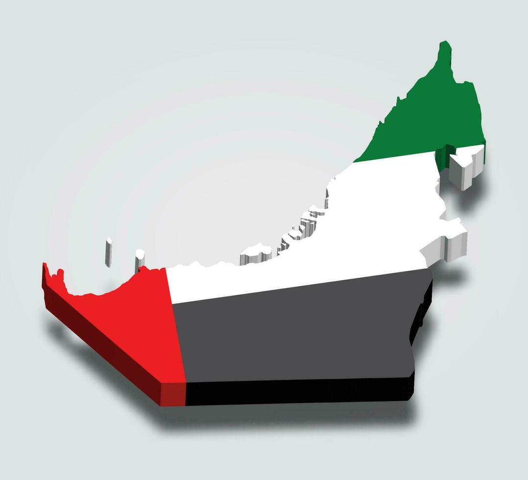 United Arab Emirates UAE 3d map with flag vector