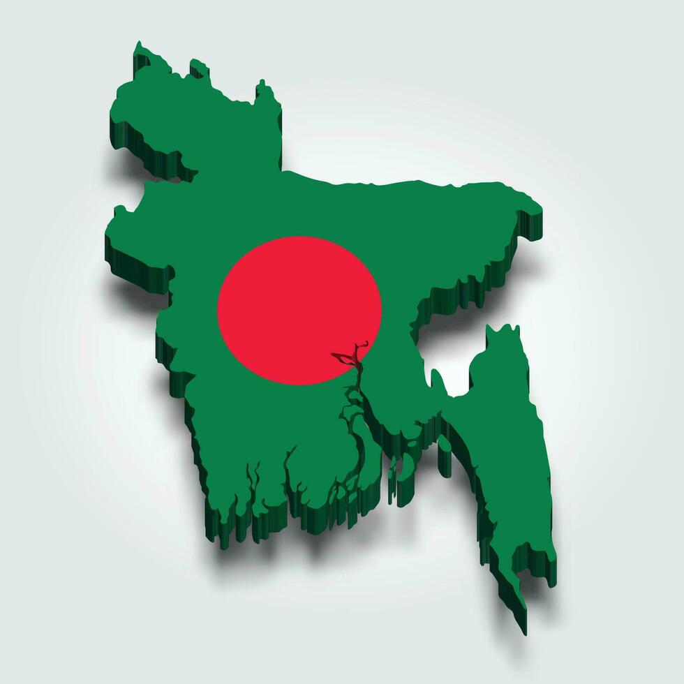 Bangladesh 3d flag map vector