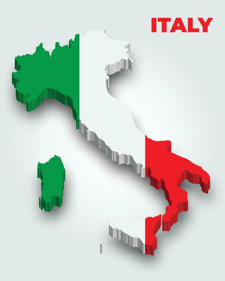 Italia 3d mapa con bandera vector