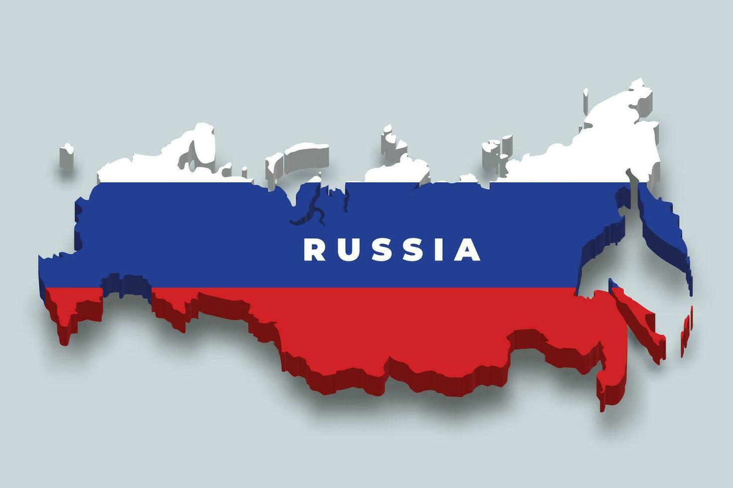 Russia 3d flag map vector