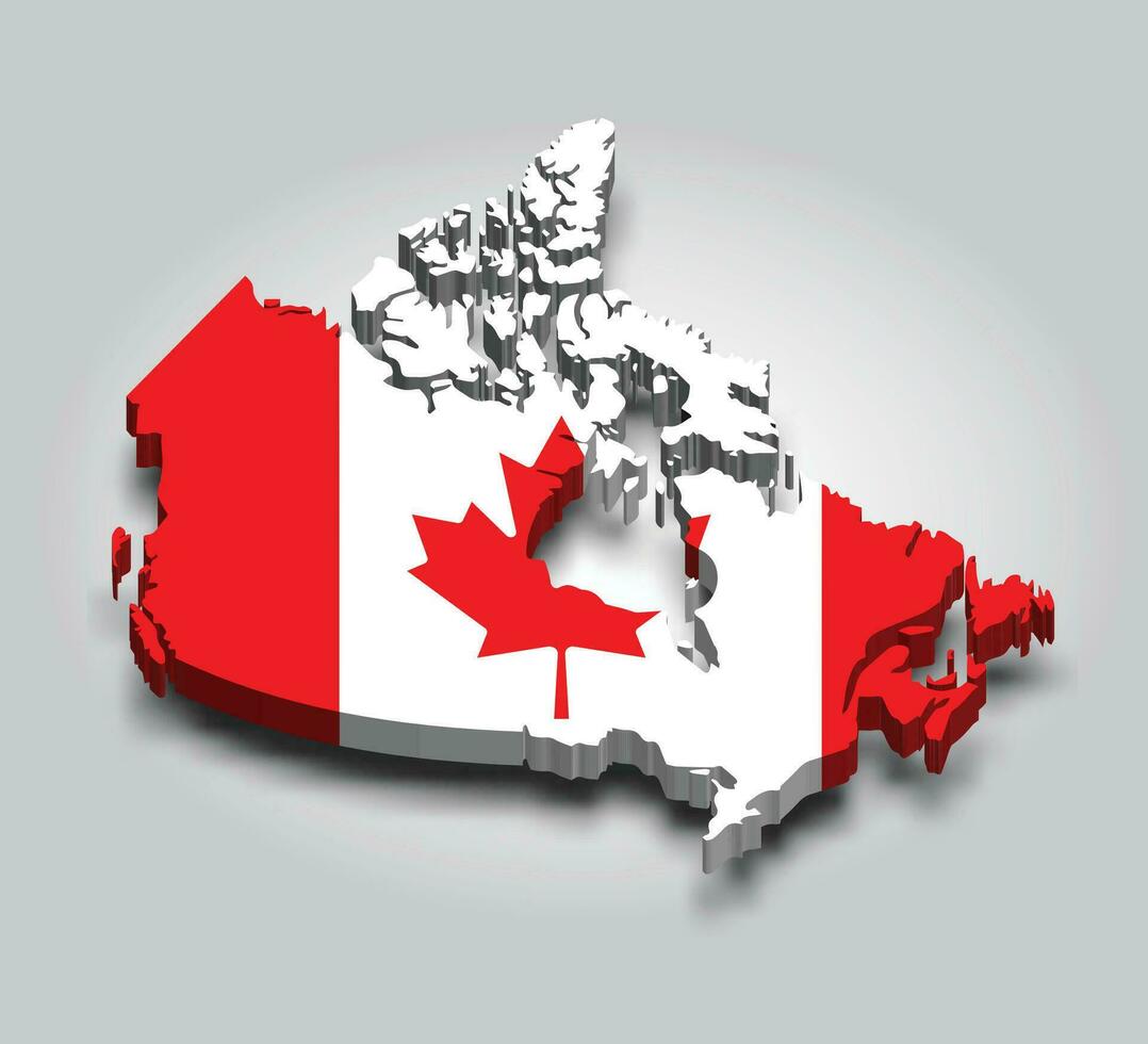 Canada 3d map with flag vector