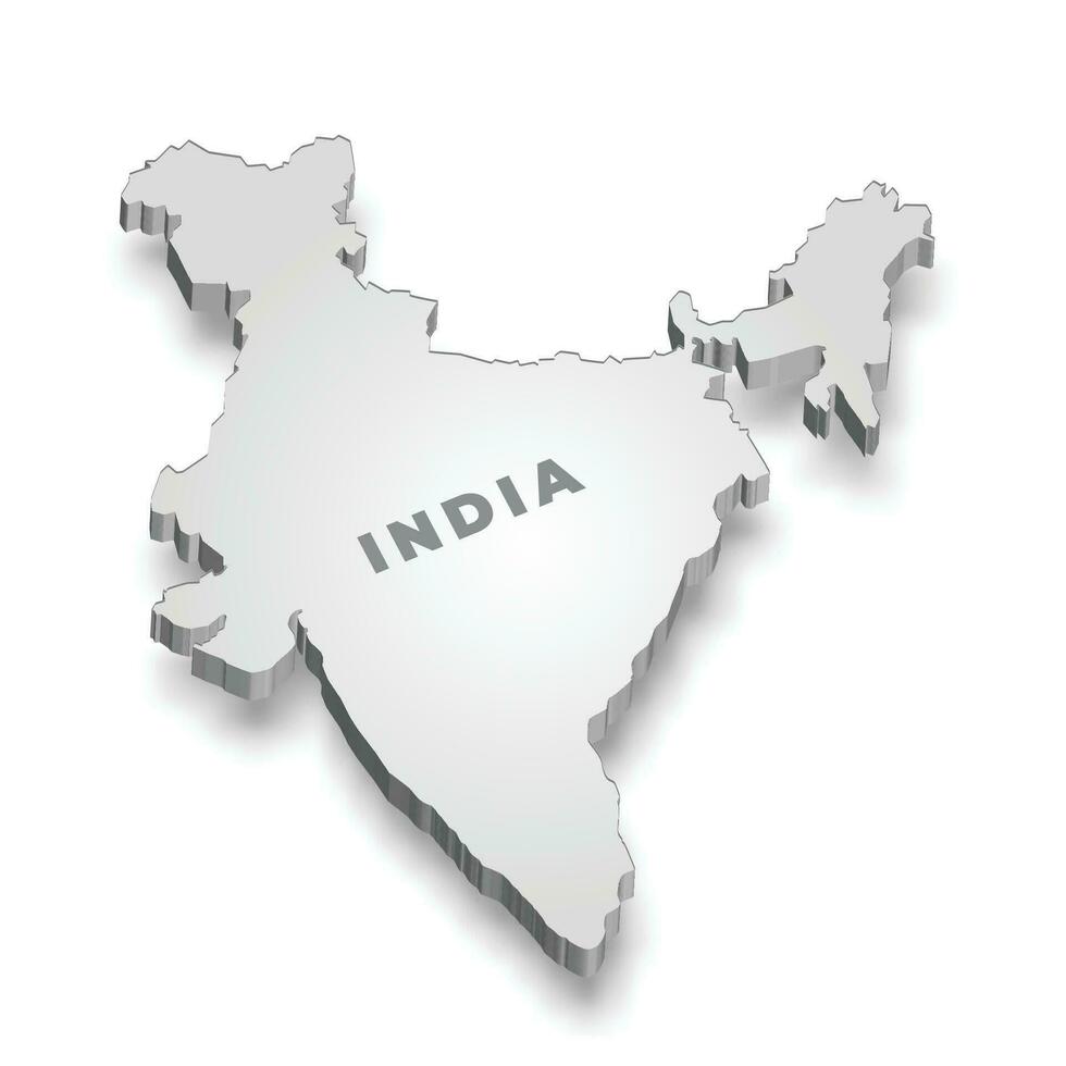 India 3d bandera mapa vector