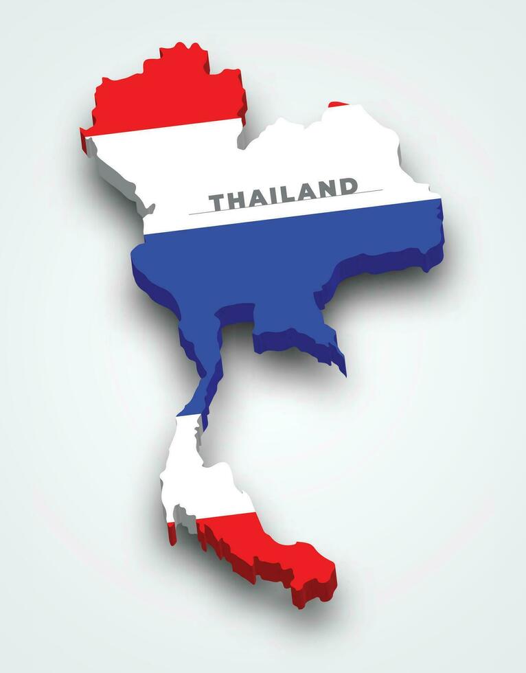 Tailandia 3d bandera mapa vector