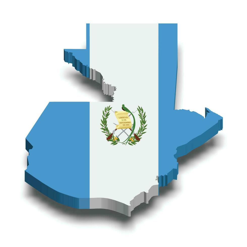 Guatemala 3d mapa con bandera vector