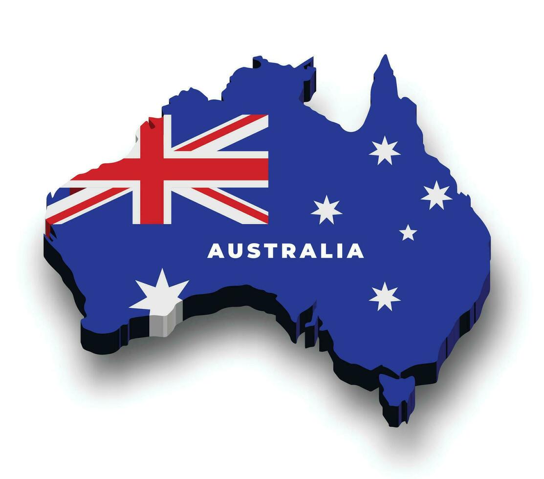 Australia 3d bandera mapa vector