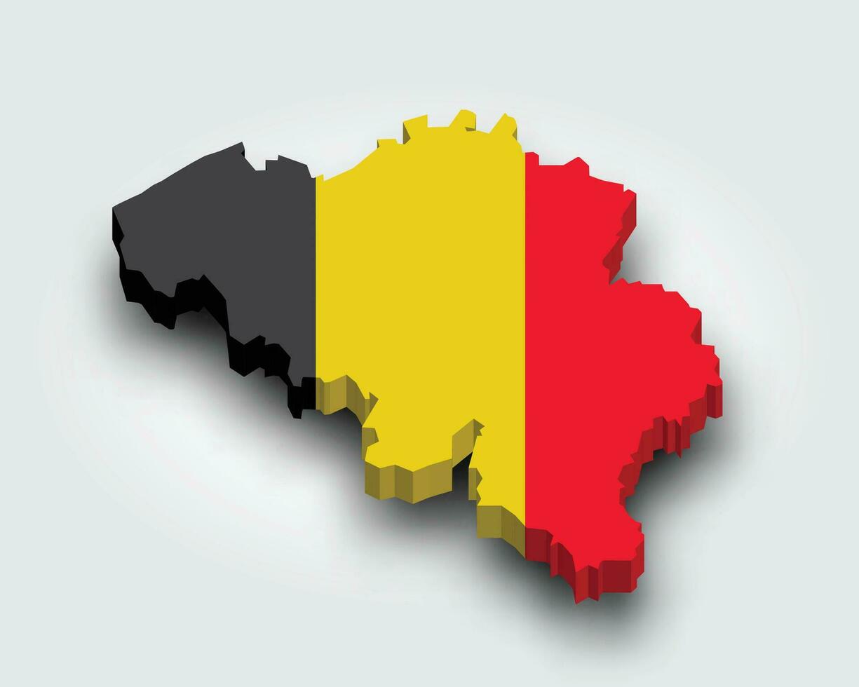 3d mapa de Bélgica con bandera vector