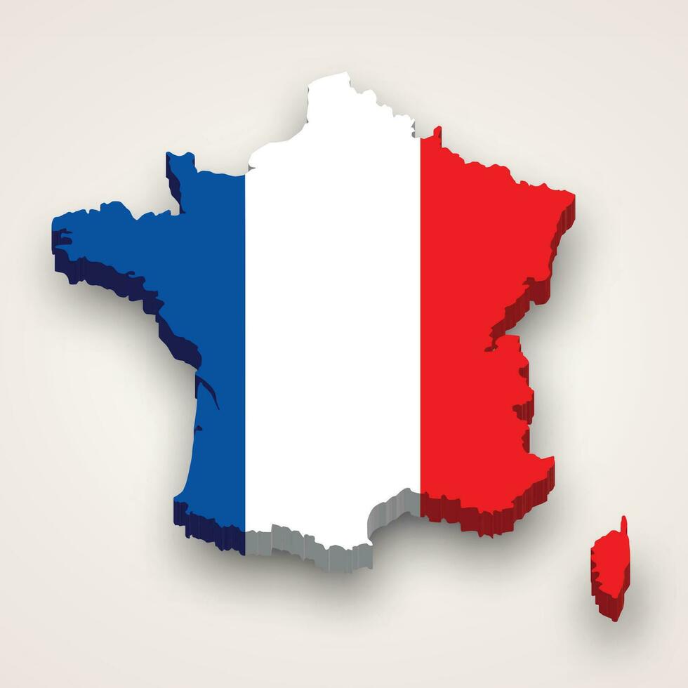 Francia 3d bandera mapa vector