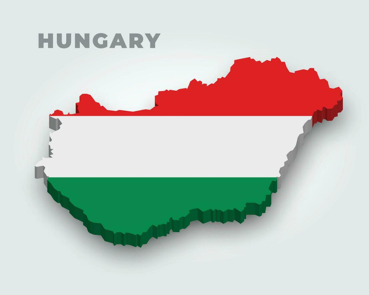 Hungría 3d bandera mapa vector