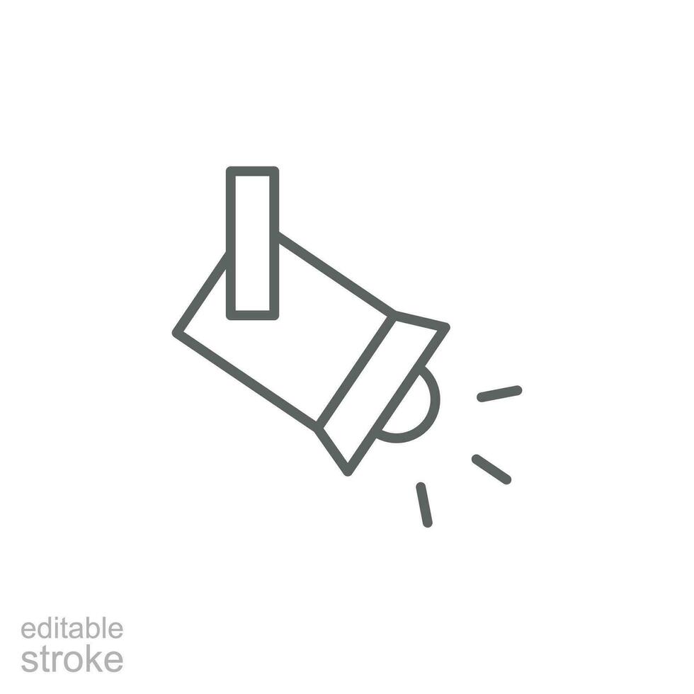 Searchlight icon. Simple outline style. Spotlight, stage light projector, floodlight, track light, theater concept. Thin line symbol. Vector illustration isolated. Editable stroke.