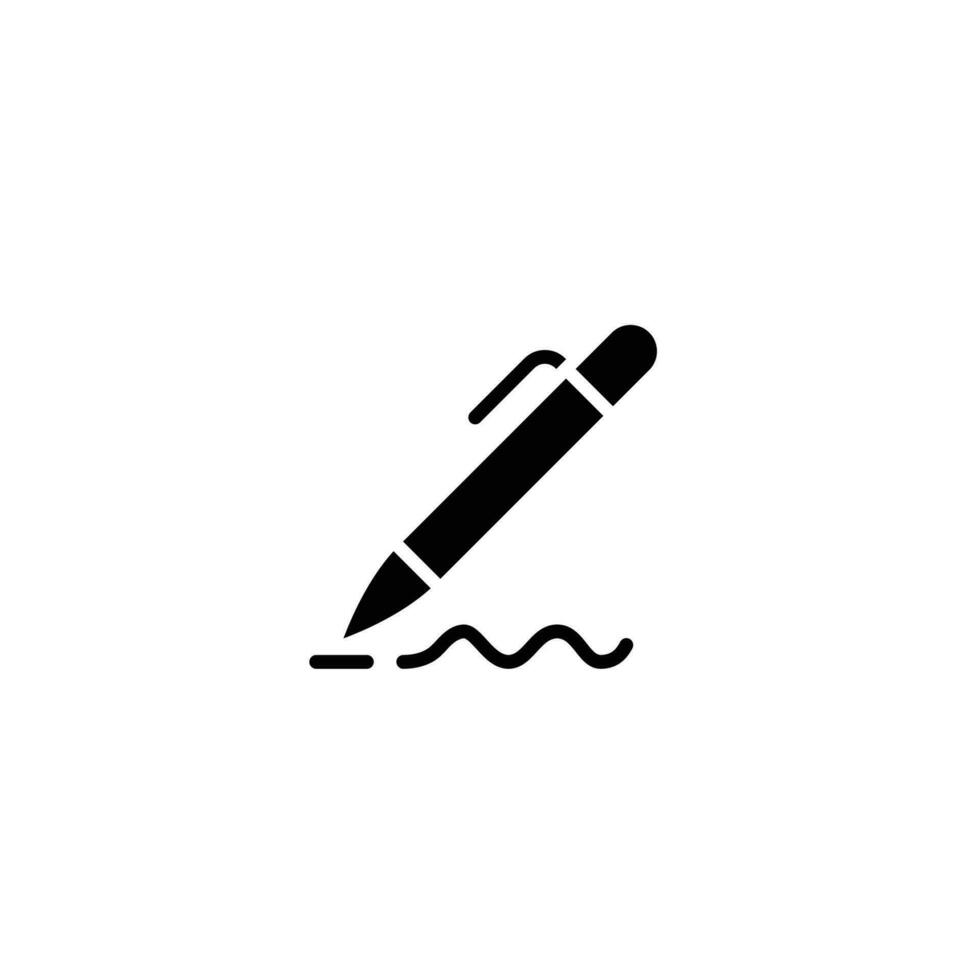 Pen, write icon. Simple solid style. Signature pen, paper, ink, sign