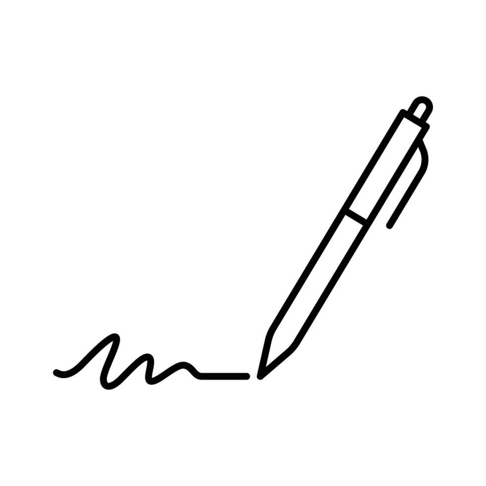 Pen, write icon. Simple outline style. Signature pen, paper, ink, sign, pencil, tool, education concept. Thin line symbol. Vector illustration isolated.