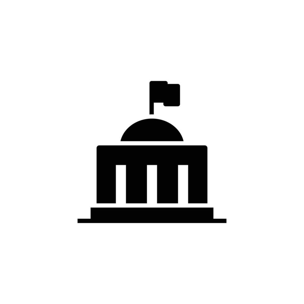 City hall building icon. Simple solid style. Municipal, hall town, embassy, council, government concept. Black silhouette, glyph symbol. Vector illustration isolated.