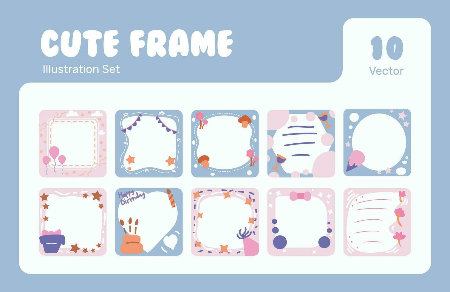 Cute Frame Illustration Vector Set