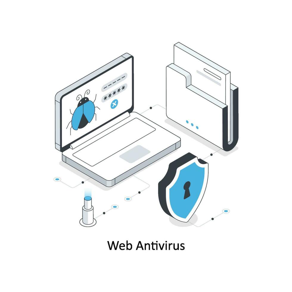 web antivirus isométrica valores ilustración. eps archivo vector