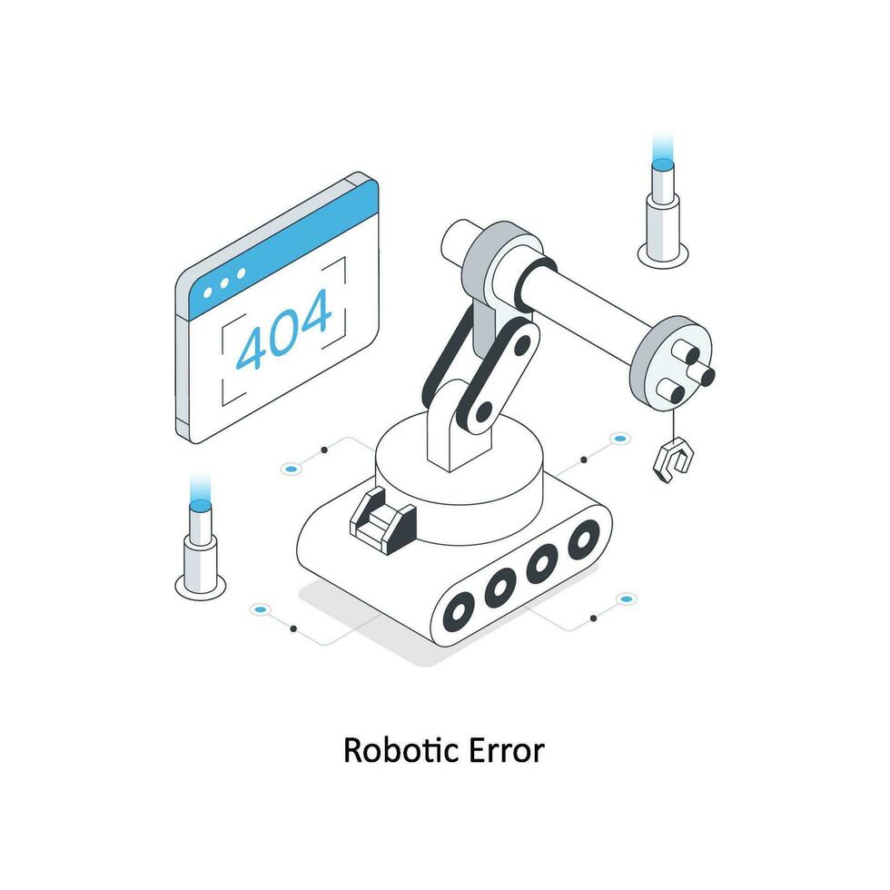 Robotic Error isometric stock illustration. EPS File vector
