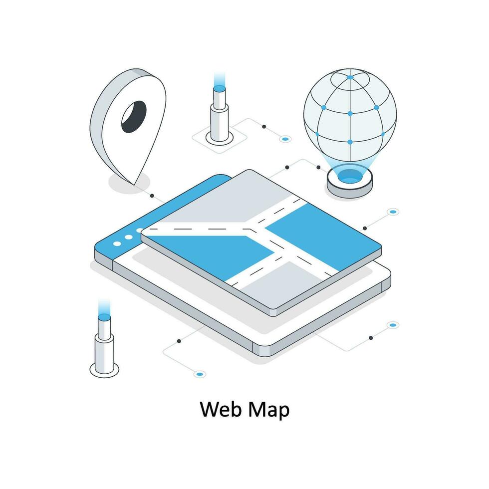 web mapa isométrica valores ilustración. eps archivo vector