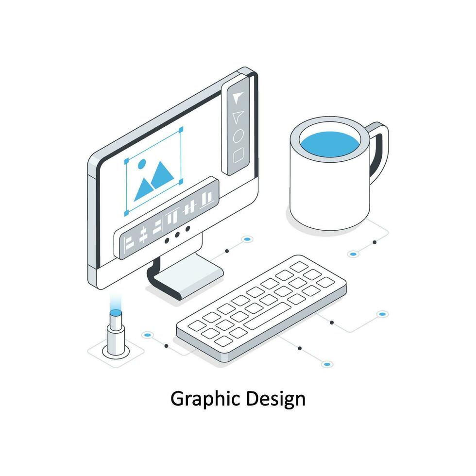 Graphic Design isometric stock illustration. EPS File vector