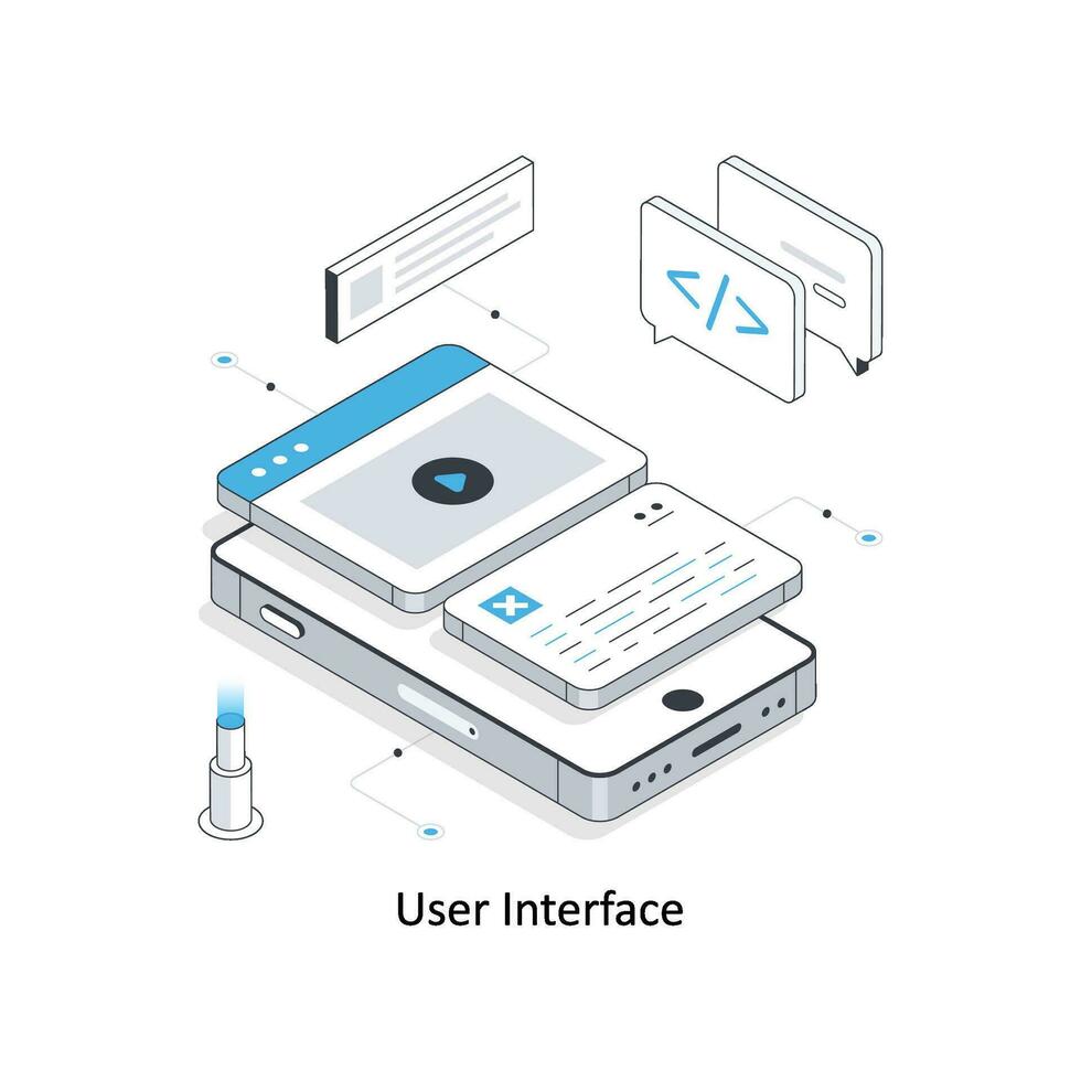 usuario interfaz isométrica valores ilustración. eps archivo vector