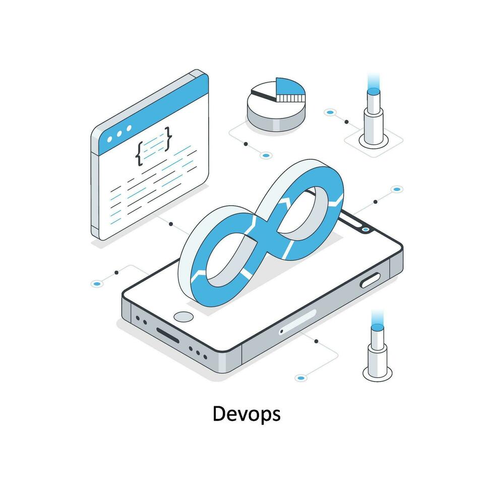 Devops isometric stock illustration. EPS File vector