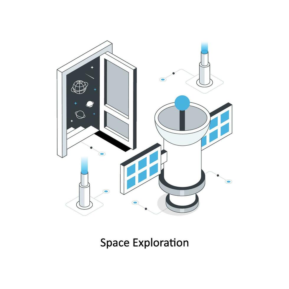 espacio exploración isométrica valores ilustración. eps archivo vector