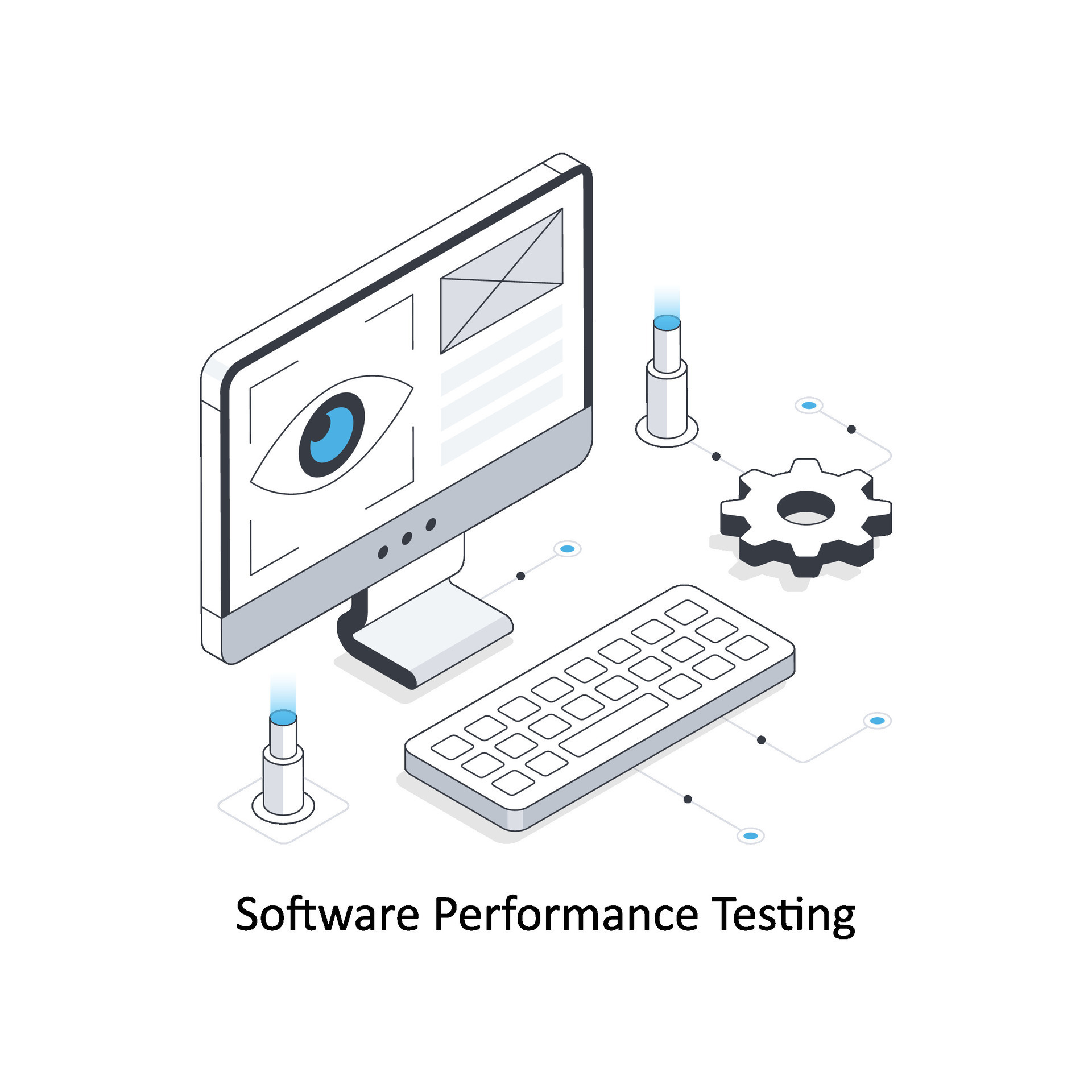 Software Performance Testing isometric stock illustration. EPS File